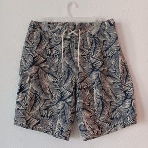 Polo Ralph Lauren Board Shorts Mens Size 32 Tropical Leaves Blue/White